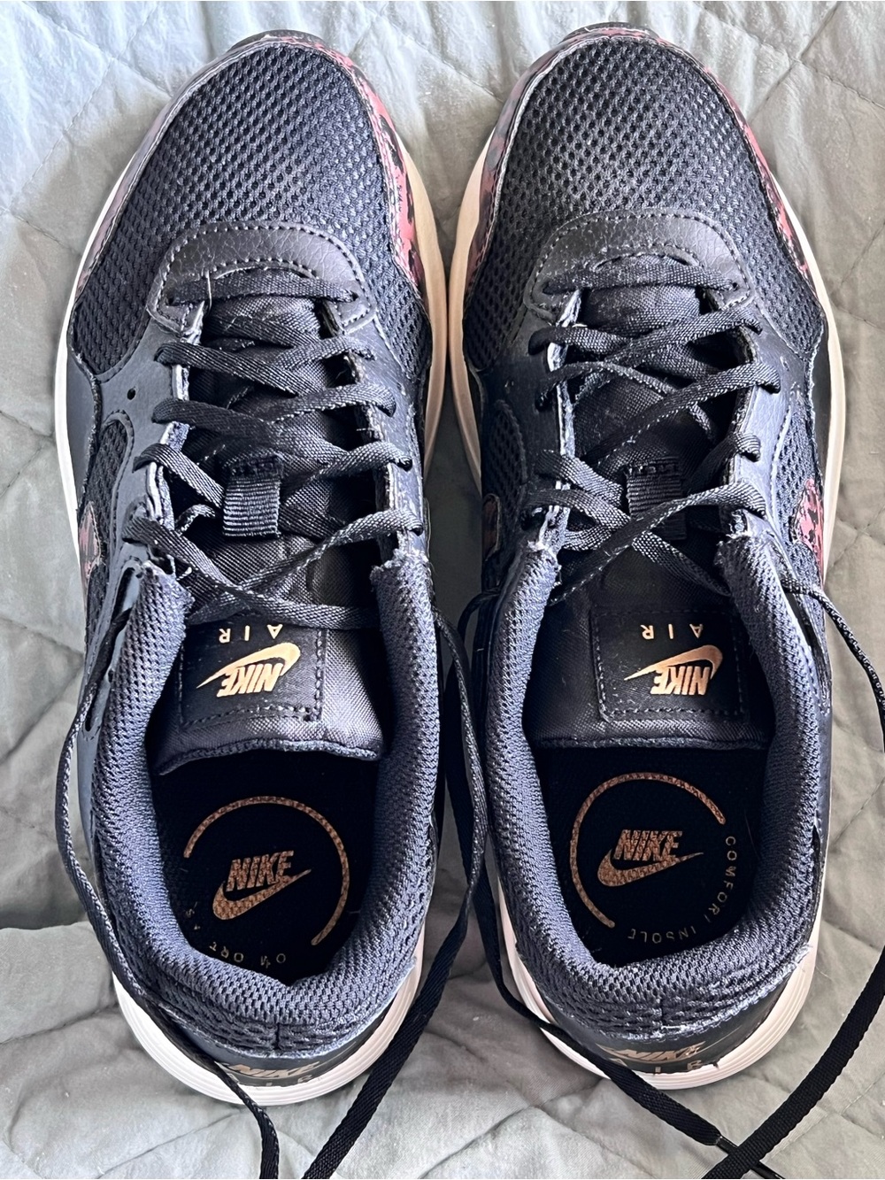 Nike Black Mesh Running Sneakers with Cheetah Highlights